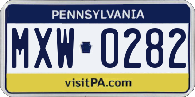 PA license plate MXW0282