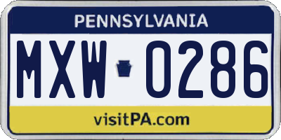 PA license plate MXW0286