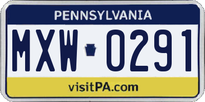 PA license plate MXW0291