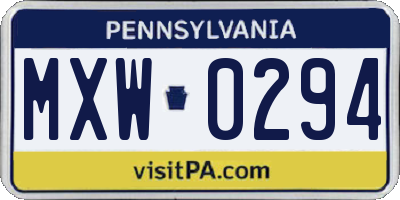 PA license plate MXW0294