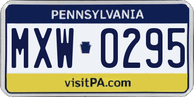 PA license plate MXW0295