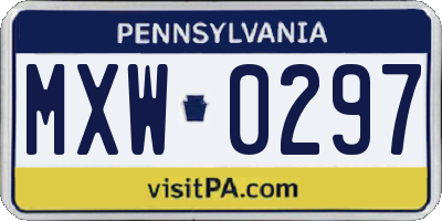 PA license plate MXW0297