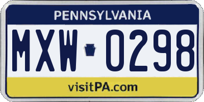 PA license plate MXW0298