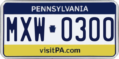 PA license plate MXW0300