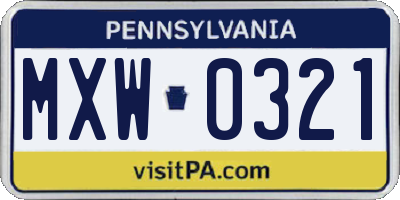 PA license plate MXW0321