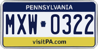 PA license plate MXW0322