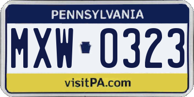 PA license plate MXW0323