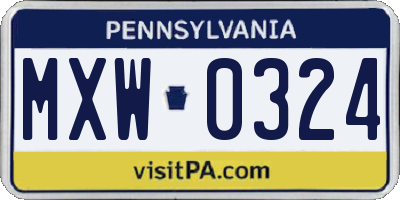 PA license plate MXW0324