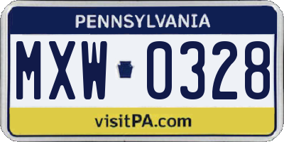 PA license plate MXW0328