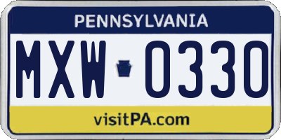 PA license plate MXW0330