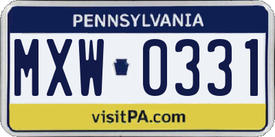 PA license plate MXW0331