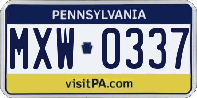 PA license plate MXW0337