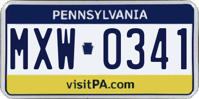 PA license plate MXW0341