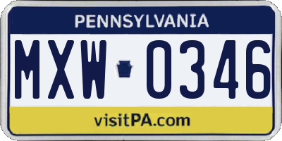 PA license plate MXW0346