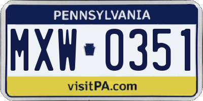 PA license plate MXW0351