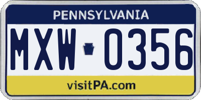 PA license plate MXW0356