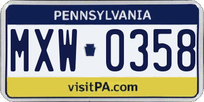 PA license plate MXW0358