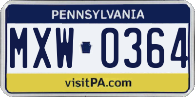 PA license plate MXW0364