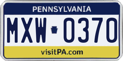 PA license plate MXW0370