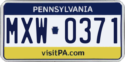 PA license plate MXW0371
