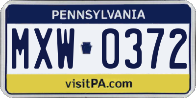 PA license plate MXW0372