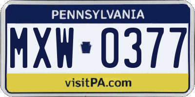 PA license plate MXW0377