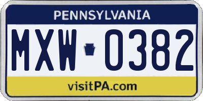 PA license plate MXW0382