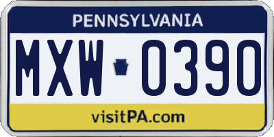 PA license plate MXW0390