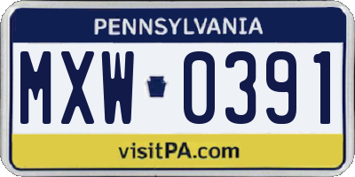 PA license plate MXW0391