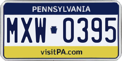 PA license plate MXW0395
