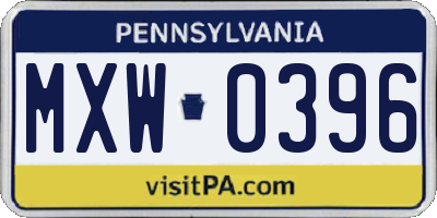PA license plate MXW0396