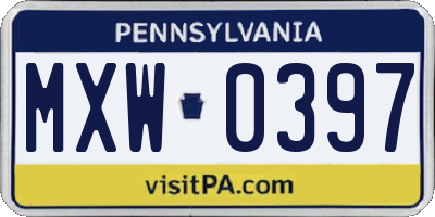 PA license plate MXW0397