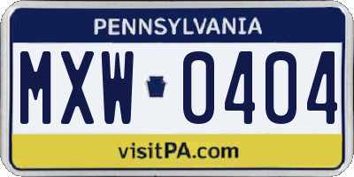 PA license plate MXW0404