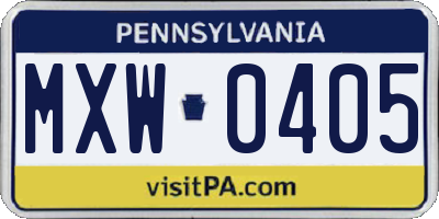 PA license plate MXW0405