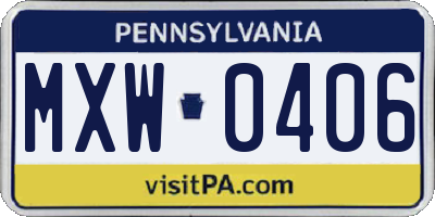 PA license plate MXW0406