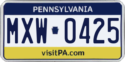 PA license plate MXW0425