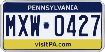 PA license plate MXW0427