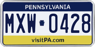 PA license plate MXW0428
