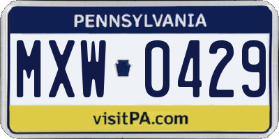 PA license plate MXW0429