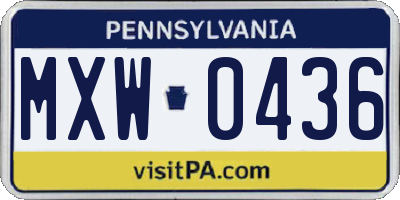 PA license plate MXW0436