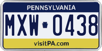 PA license plate MXW0438
