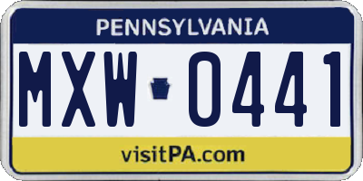 PA license plate MXW0441