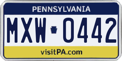 PA license plate MXW0442