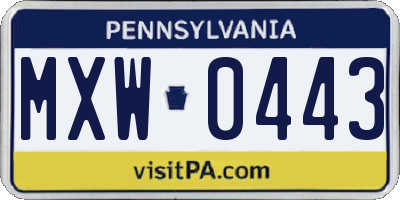 PA license plate MXW0443