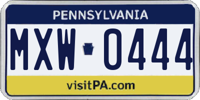 PA license plate MXW0444