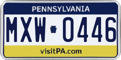 PA license plate MXW0446