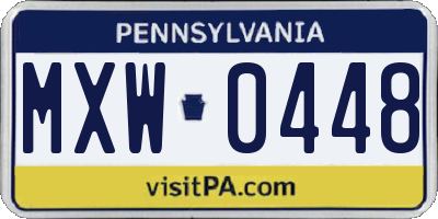 PA license plate MXW0448