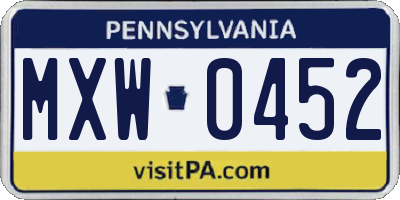 PA license plate MXW0452