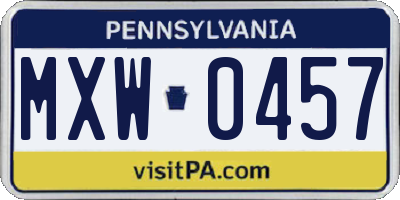 PA license plate MXW0457
