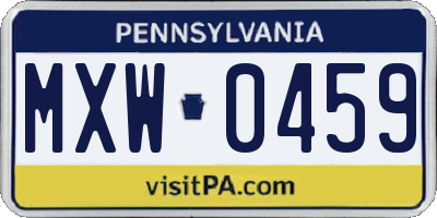 PA license plate MXW0459